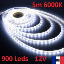 Ruban 6000K Bandeau Led Strip 5m 900 Leds de puissance 12V