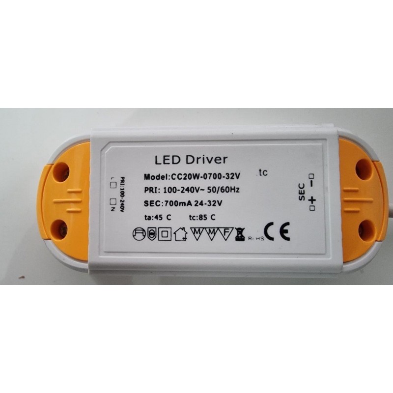 Driver Led Dimmable 700mA 24W Variable, triac dimmable 220V 240V