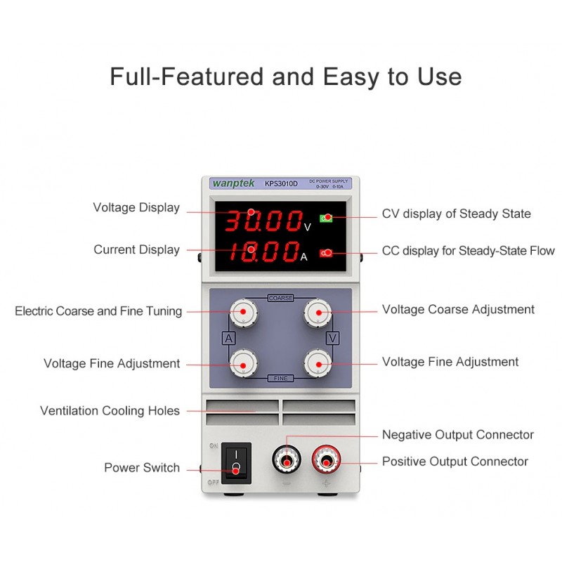 Zasilacz Laboratoryjny LW-K3010D 300 W 0-10 A 0-30 V 2xLED LongWei - Sklep, Opinie, Cena W