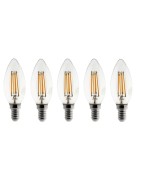 Lot de 5 Ampoules Flamme  LED filament A+++ E14 3W 300lm Blanc chaud
