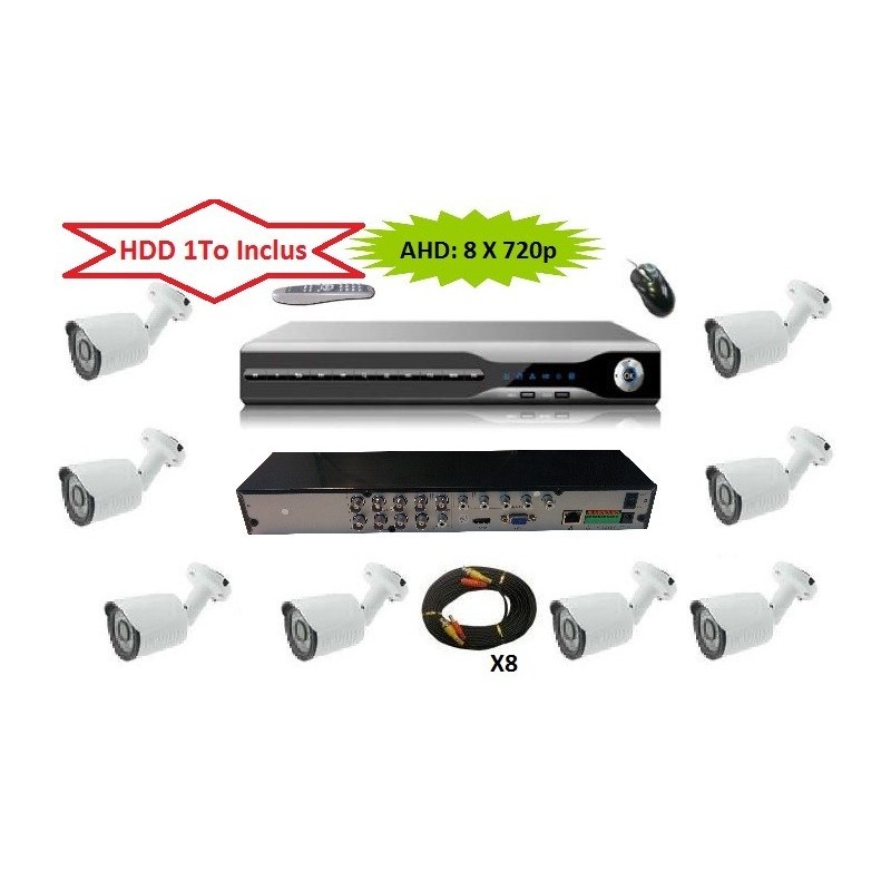 Serveur Video Surveillance AHD H264 HDD 1000 Go 8 CAMERAS 720p Haute definition Serveur Video Surveillance AHD H264 HDD 1000 Go 8 CAMERAS 720p Haute definition