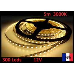 Ruban Bandeau Led Strip 5m 300 Leds de puissance 12V 3000K